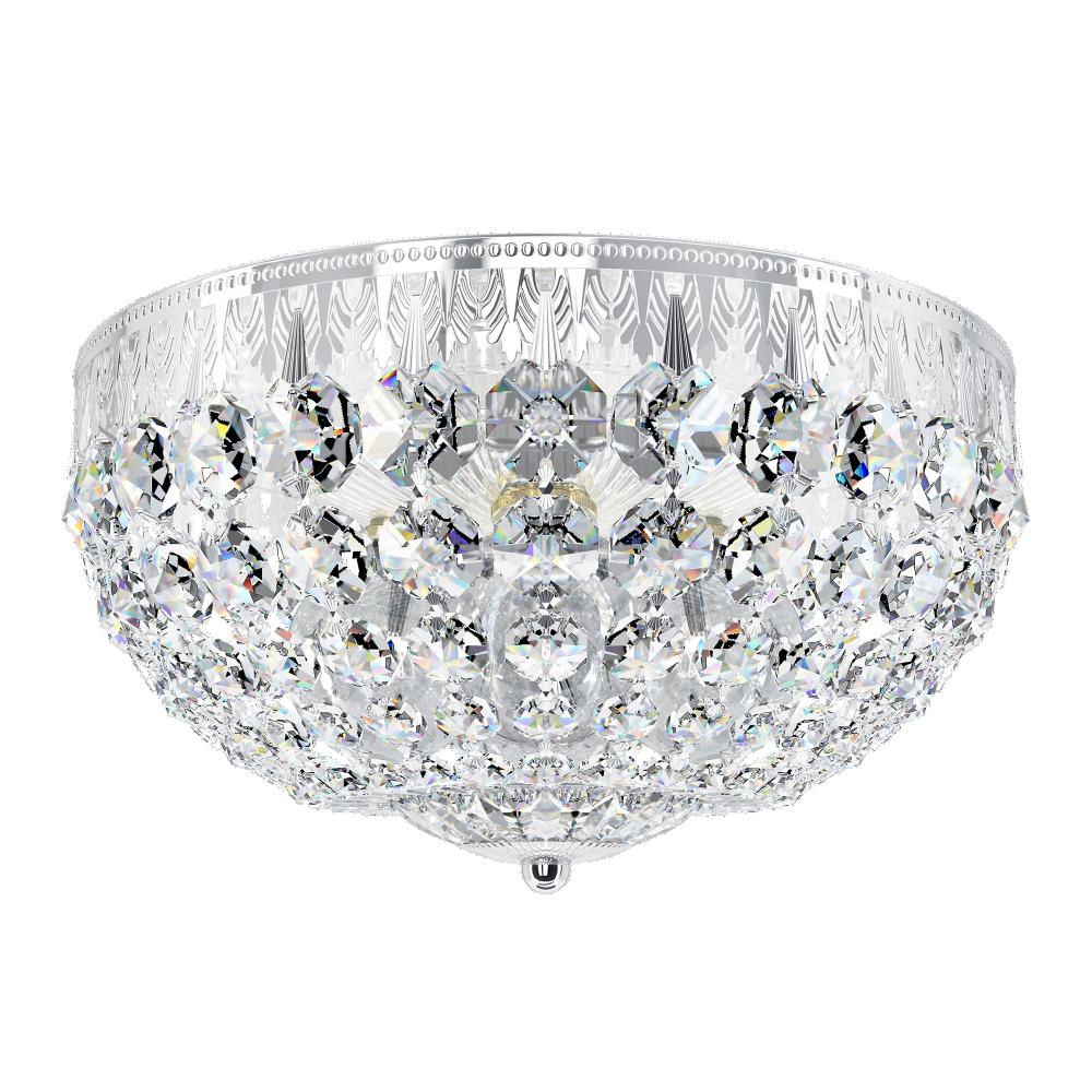 Schonbek 1560-40O Petit Crystal 4 Light 10in x 5.5in Flush Mount in Silver with Clear Optic Crystals