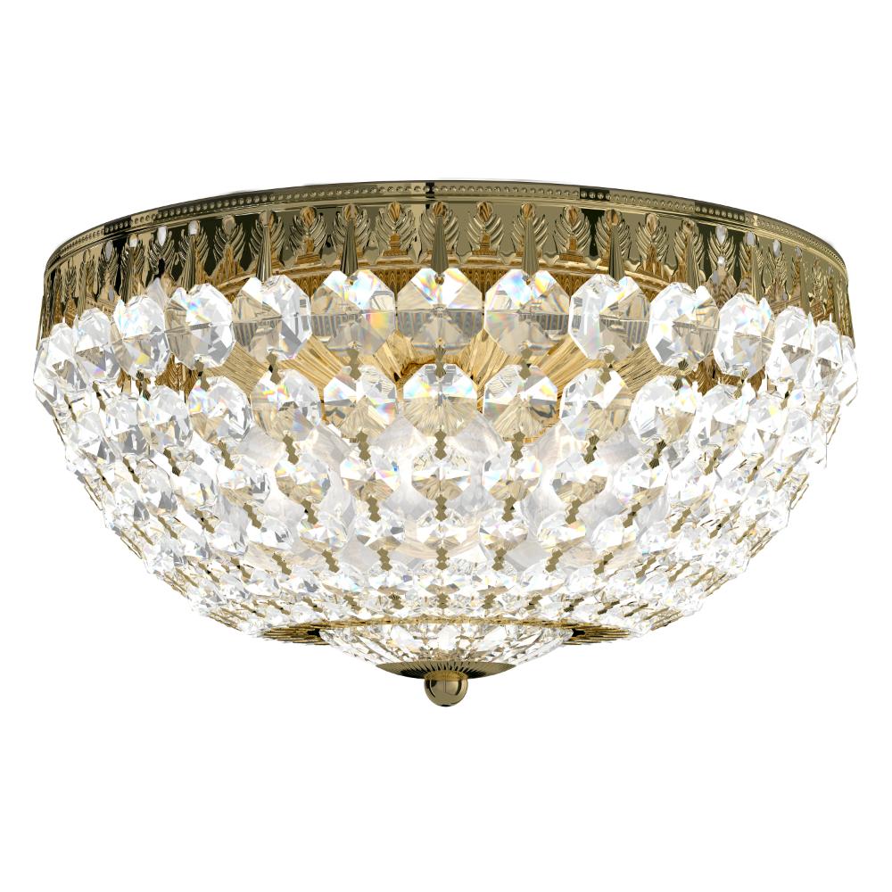 Schonbek 1562-211O Petit Crystal 5 Light 12in x 6.5in Flush Mount in Polished Gold with Clear Optic Crystals