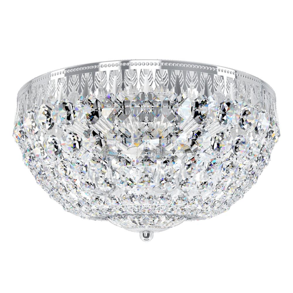 Schonbek 1562-40O Petit Crystal 5 Light 12in x 6.5in Flush Mount in Silver with Clear Optic Crystals