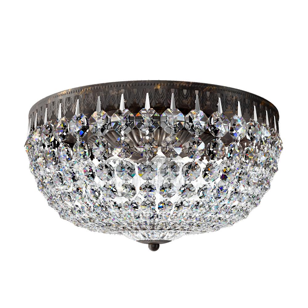 Schonbek 1564-76O Petit Crystal 5 Light 14in x 7.5in Flush Mount in Heirloom Bronze with Clear Optic Crystals
