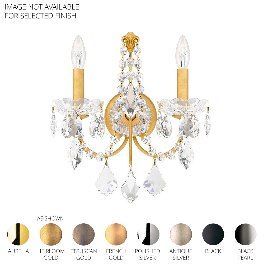 Schonbek 1702-211 Century 2 Light Wall Sconce in Gold with Clear Heritage Handcut Crystals
