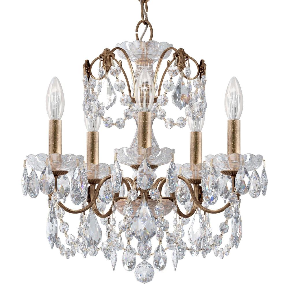 Schonbek 1704-23 Century 5 Light 17in x 17in Chandelier in Etruscan Gold with Clear Heritage Handcut Crystals