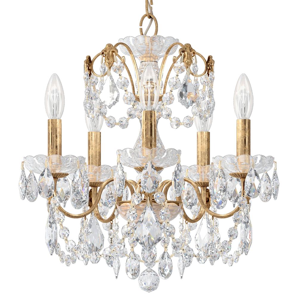 Schonbek 1704-26 Century 5 Light 17in x 17in Chandelier in French Gold with Clear Heritage Handcut Crystals