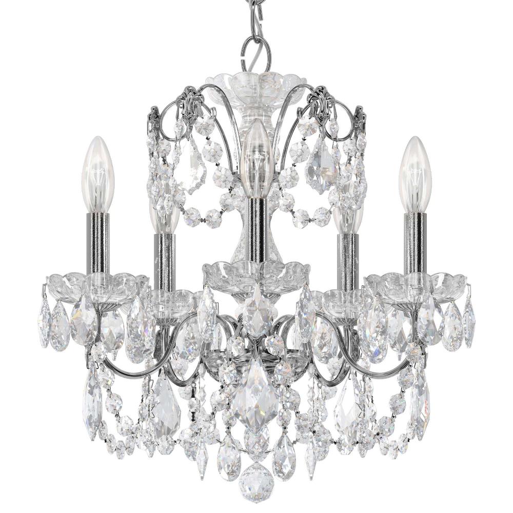 Schonbek 1704-40 Century 5 Light 17in x 17in Chandelier in Silver with Clear Heritage Handcut Crystals