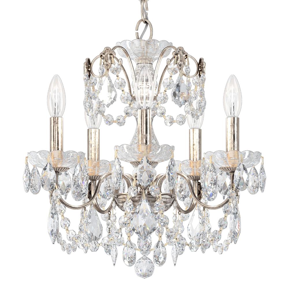 Schonbek 1704-48 Century 5 Light 17in x 17in Chandelier in Antique Silver with Clear Heritage Handcut Crystals