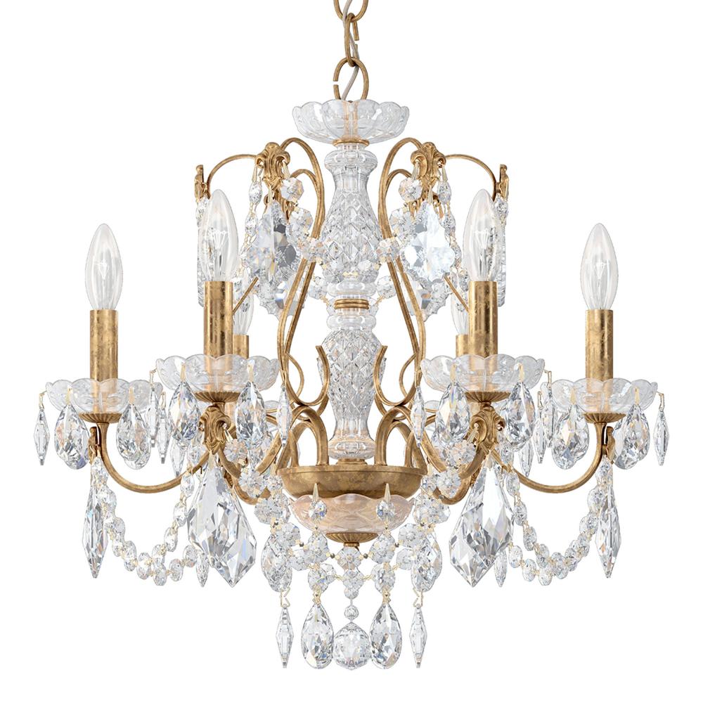 Schonbek 1705-26 Century 6 Light 21in x 20in Chandelier in French Gold with Clear Heritage Handcut Crystals