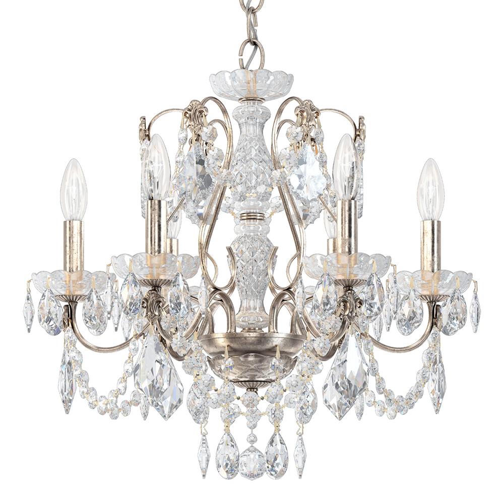Schonbek 1705-48 Century 6 Light 21in x 20in Chandelier in Antique Silver with Clear Heritage Handcut Crystals