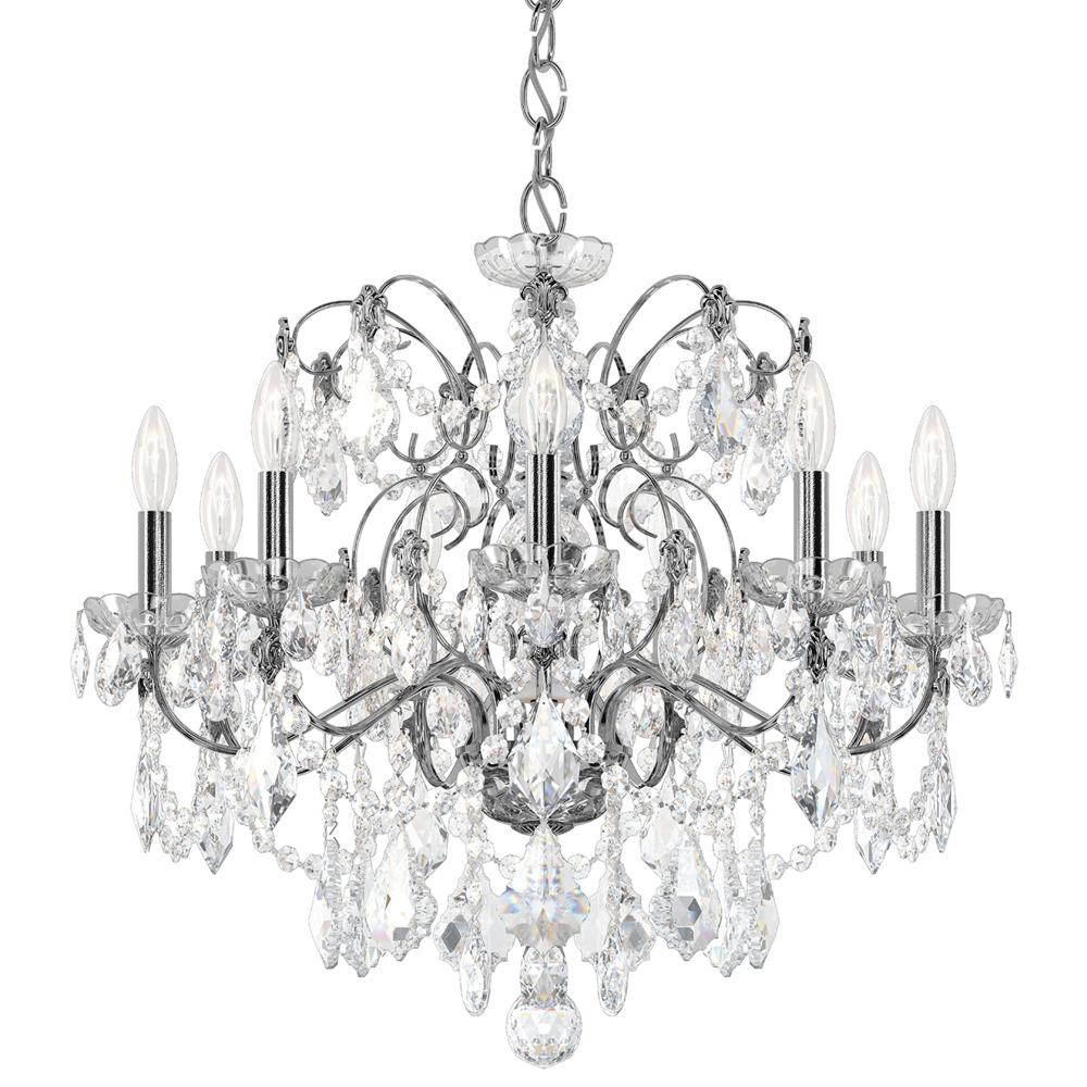 Schonbek 1709-40 Century 9 Light 26in x 22in Chandelier in Silver with Clear Heritage Handcut Crystals