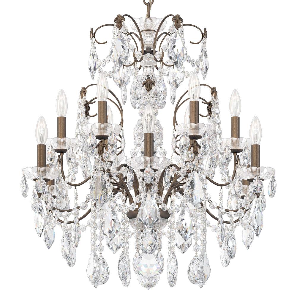 Schonbek 1712-23 Century 12 Light 30in x 29.5in Chandelier in Etruscan Gold with Clear Heritage Handcut Crystals