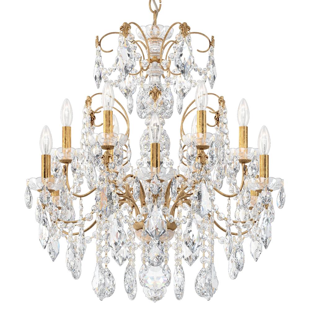 Schonbek 1712-26 Century 12 Light 30in x 29.5in Chandelier in French Gold with Clear Heritage Handcut Crystals