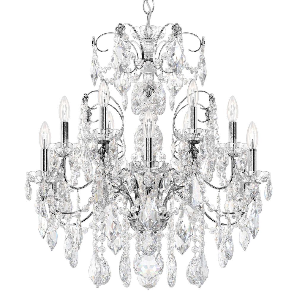 Schonbek 1712-40 Century 12 Light 30in x 29.5in Chandelier in Silver with Clear Heritage Handcut Crystals