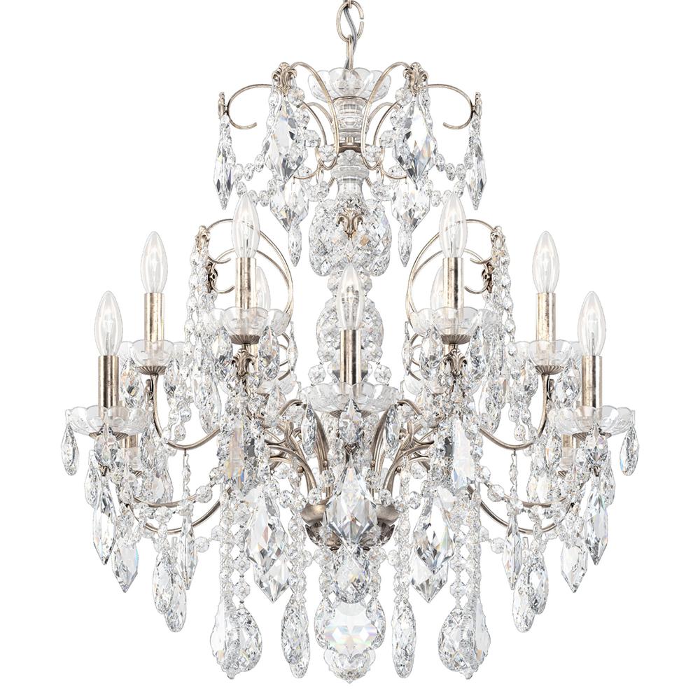Schonbek 1712-48 Century 12 Light 30in x 29.5in Chandelier in Antique Silver with Clear Heritage Handcut Crystals