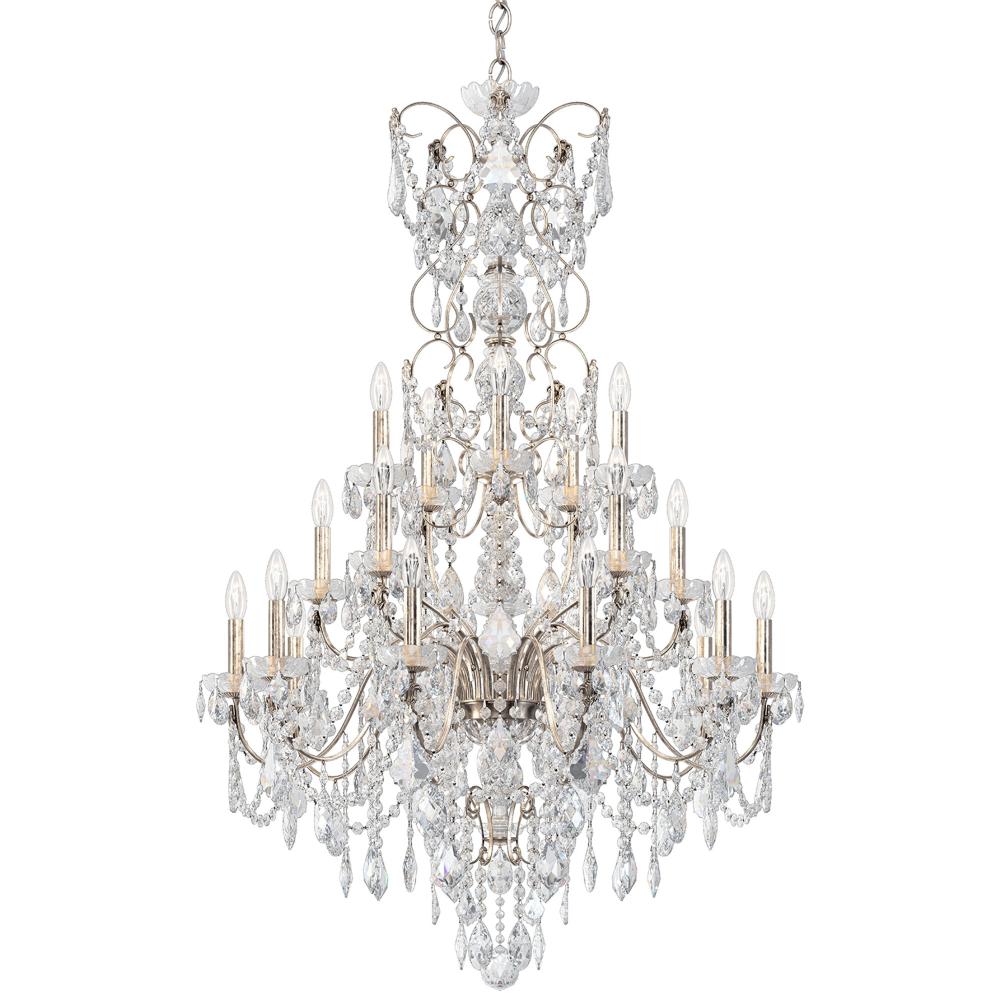 Schonbek 1716-48 Century 20 Light 37in x 54.5in Chandelier in Antique Silver with Clear Heritage Handcut Crystals