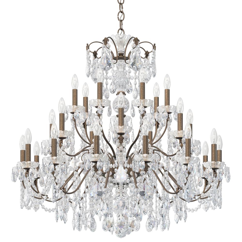 Schonbek 1718-23 Century 28 Light 42.5in x 41in Chandelier in Etruscan Gold with Clear Heritage Handcut Crystals