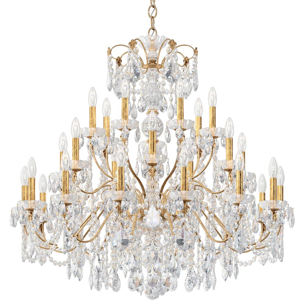 Schonbek 1718-26 Century 28 Light 42.5in x 41in Chandelier in French Gold with Clear Heritage Handcut Crystals
