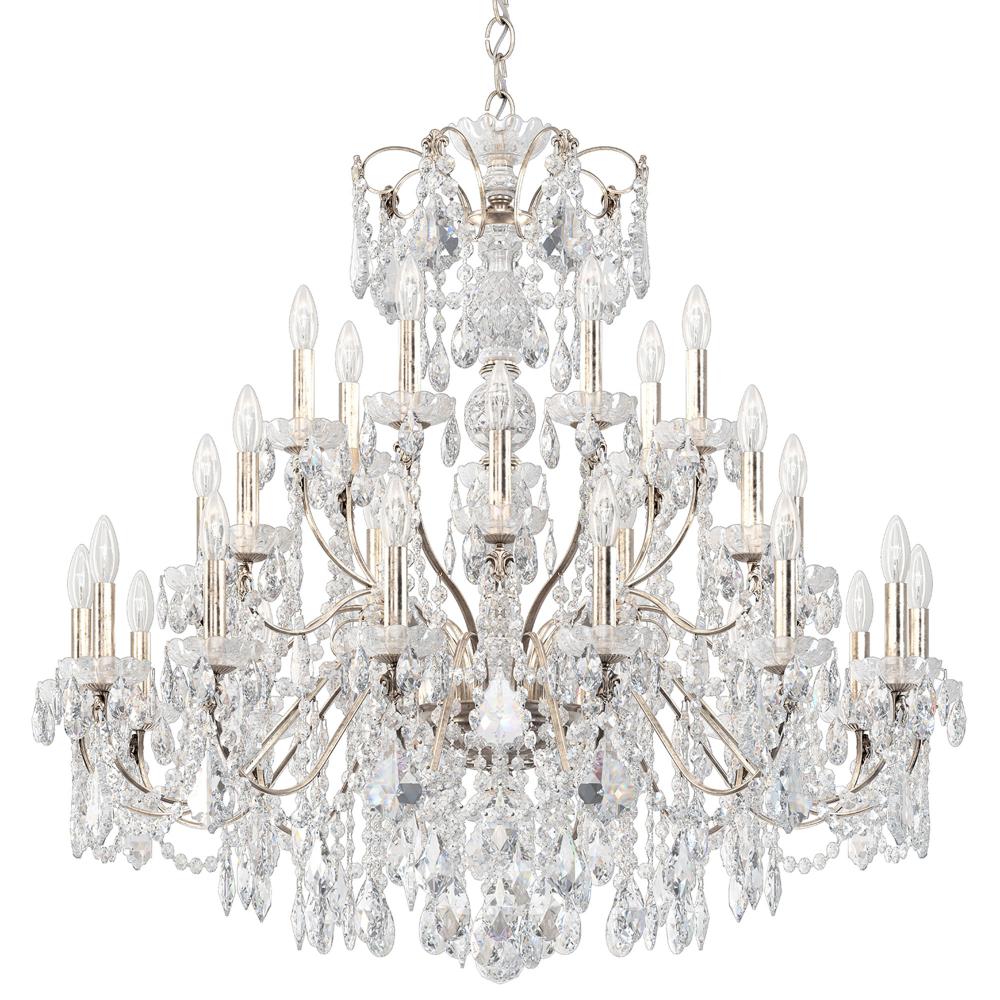 Schonbek 1718-48 Century 28 Light 42.5in x 41in Chandelier in Antique Silver with Clear Heritage Handcut Crystals