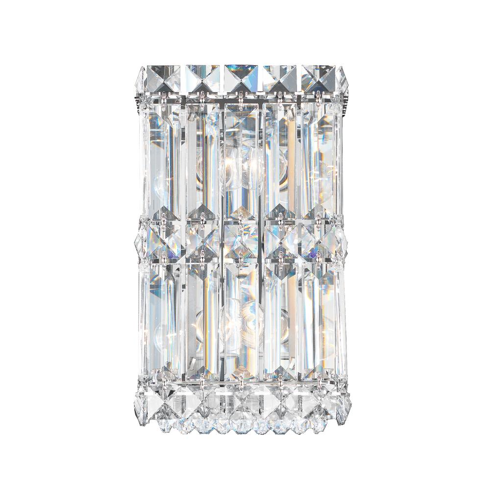 Schonbek 2235O Quantum 2 Light 5.5in x 9in Wall Sconce in Polished Stainless Steel with Clear Optic Crystals