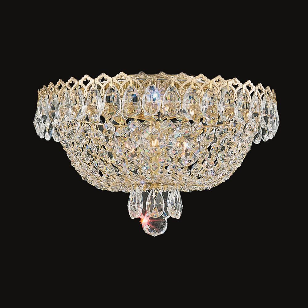 Schonbek 2616-211O Camelot 3 Light 11in x 7in Flush Mount in Polished Gold with Clear Optic Crystals