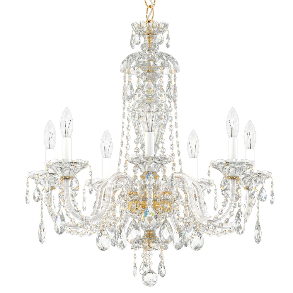 Schonbek 2995-211R Sterling 7 Light 25in x 26in Chandelier in Gold with Clear Radiance Crystals