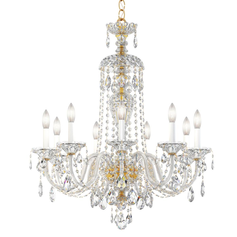 Schonbek 2996-211R Sterling 9 Light 27in x 31in Chandelier in Gold with Clear Radiance Crystals