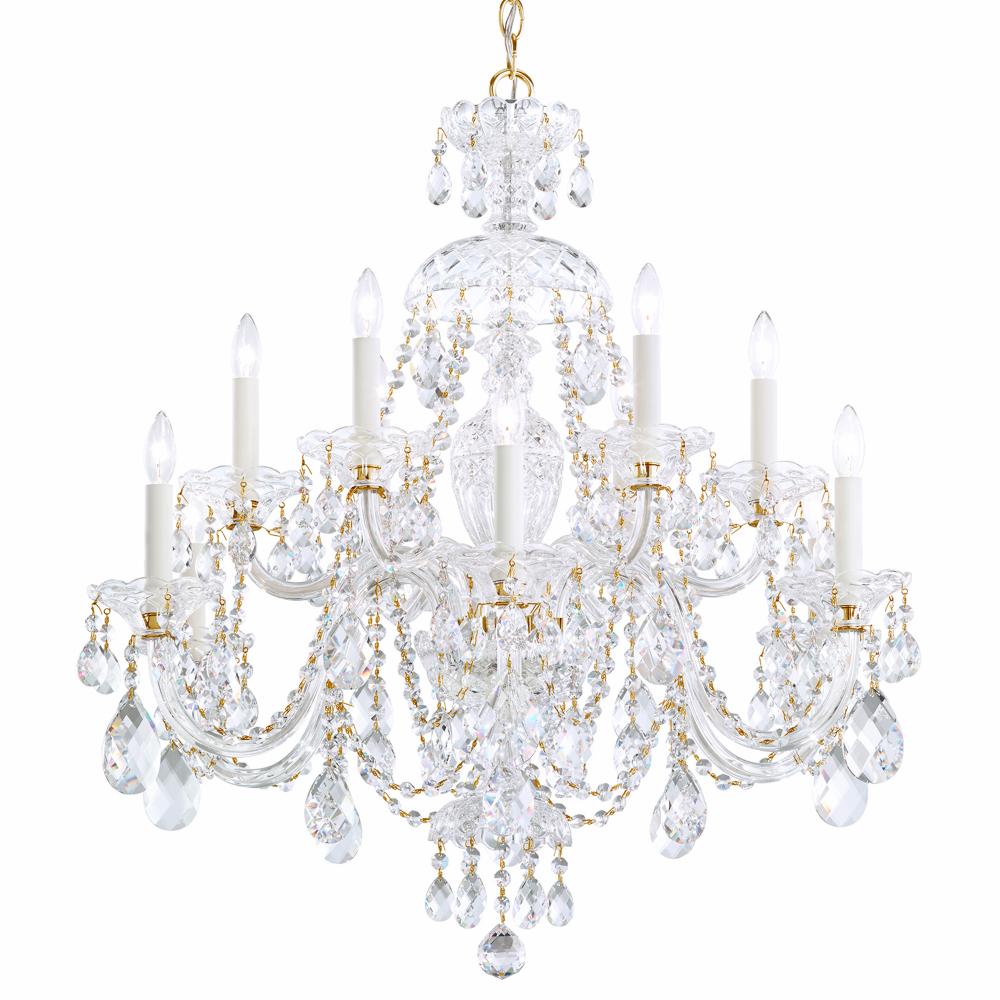 Schonbek 3601-211R Sterling 12 Light 29in x 30in Two-Tier Chandelier in Gold with Clear Radiance Crystals
