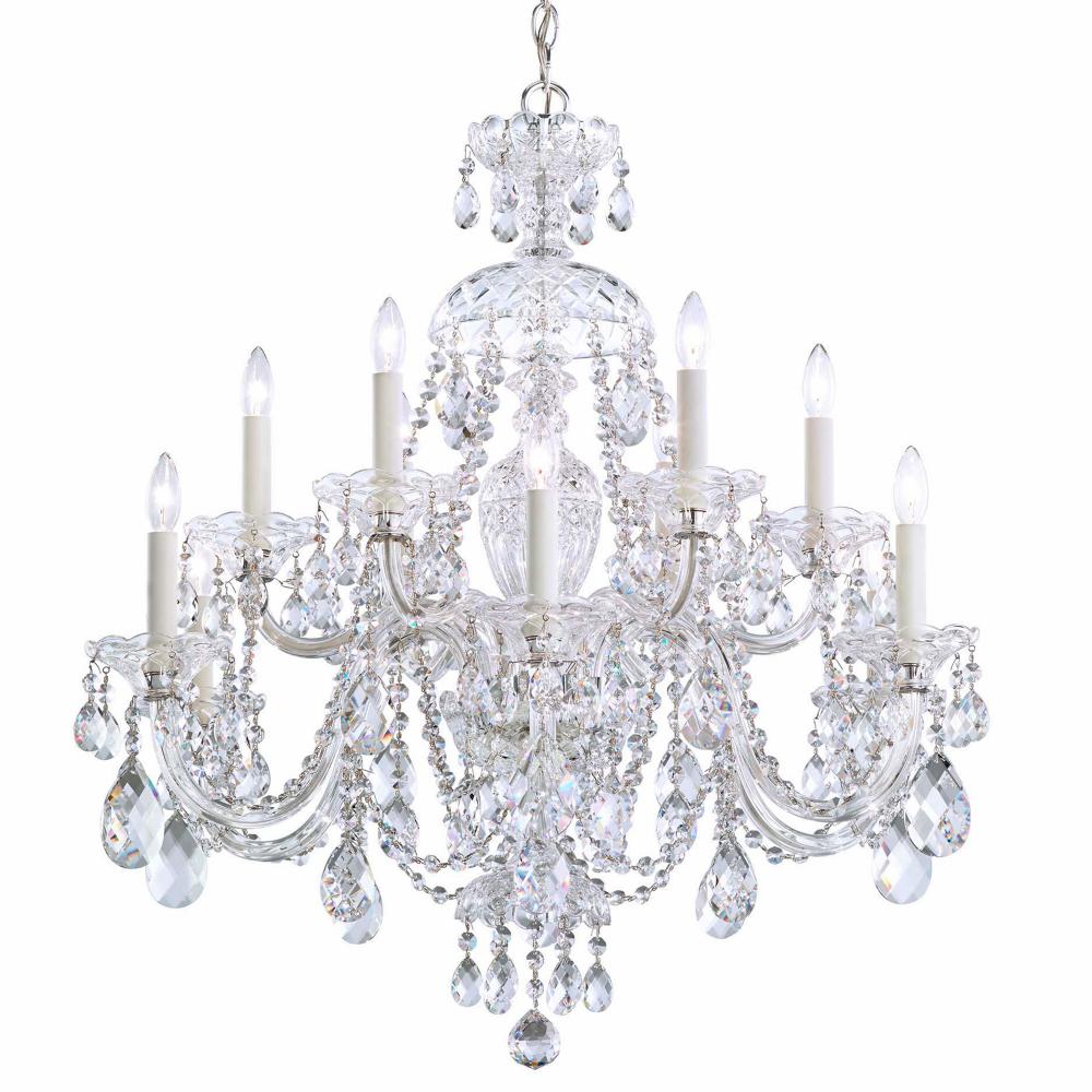 Schonbek 3601-40R Sterling 12 Light 29in x 30in Two-Tier Chandelier in Silver with Clear Radiance Crystals