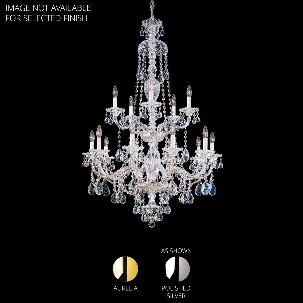 Schonbek 3608-211H Sterling 15 Light 32in x 47in Two-Tier Chandelier in Gold with Clear Heritage Handcut Crystals