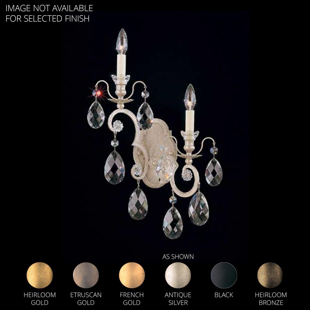 Schonbek 3757-22 Renaissance 2 Light 14in x 22.5in Bottom Right to Top Left Wall Sconce in Heirloom Gold with Clear Heritage Handcut Crystals