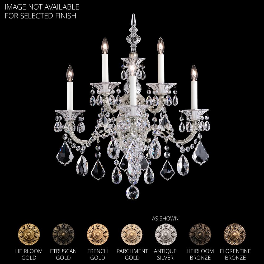 Schonbek 5003-22 La Scala 5 Light 22in x 27in Wall Sconce in Heirloom Gold with Clear Heritage Handcut Crystals