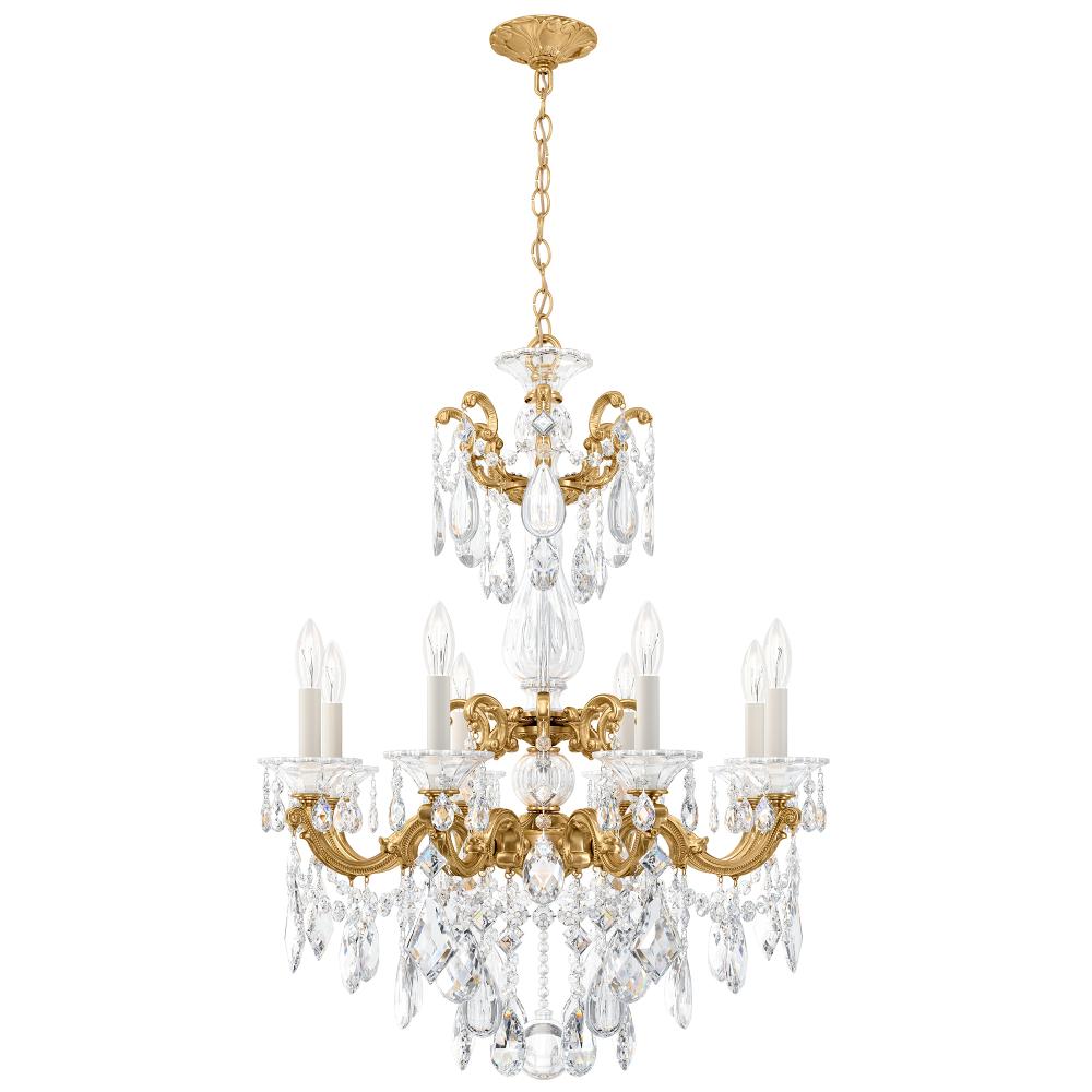 Schonbek 5007-22R La Scala 8 Light 25in x 34in Chandelier in Heirloom Gold with Clear Radiance Crystals