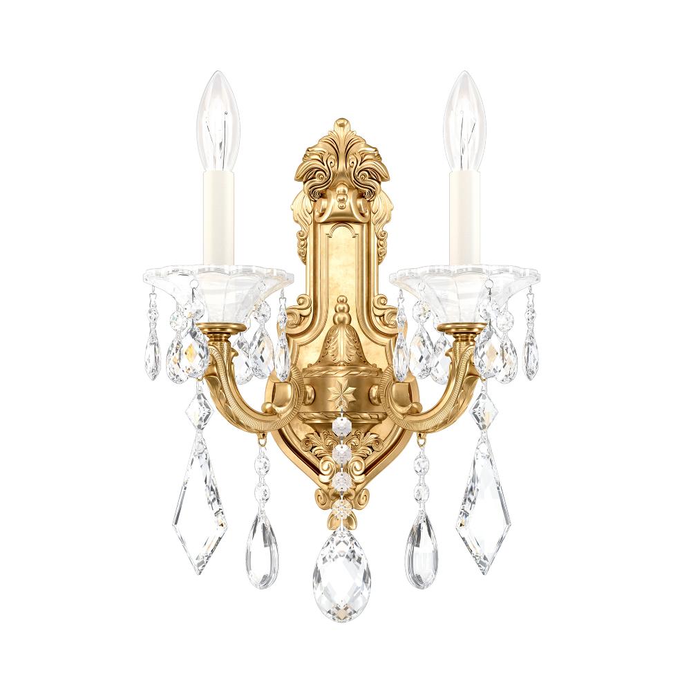 Schonbek 5070-22R La Scala 2 Light 11.5in x 16.5in Wall Sconce in Heirloom Gold with Clear Radiance Crystals
