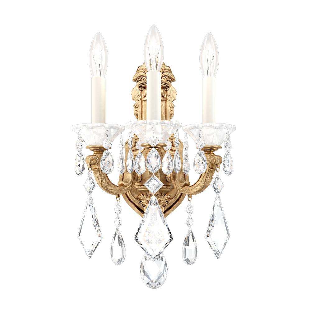 Schonbek 5071-22R La Scala 3 Light 11.5in x 17in Wall Sconce in Heirloom Gold with Clear Radiance Crystals