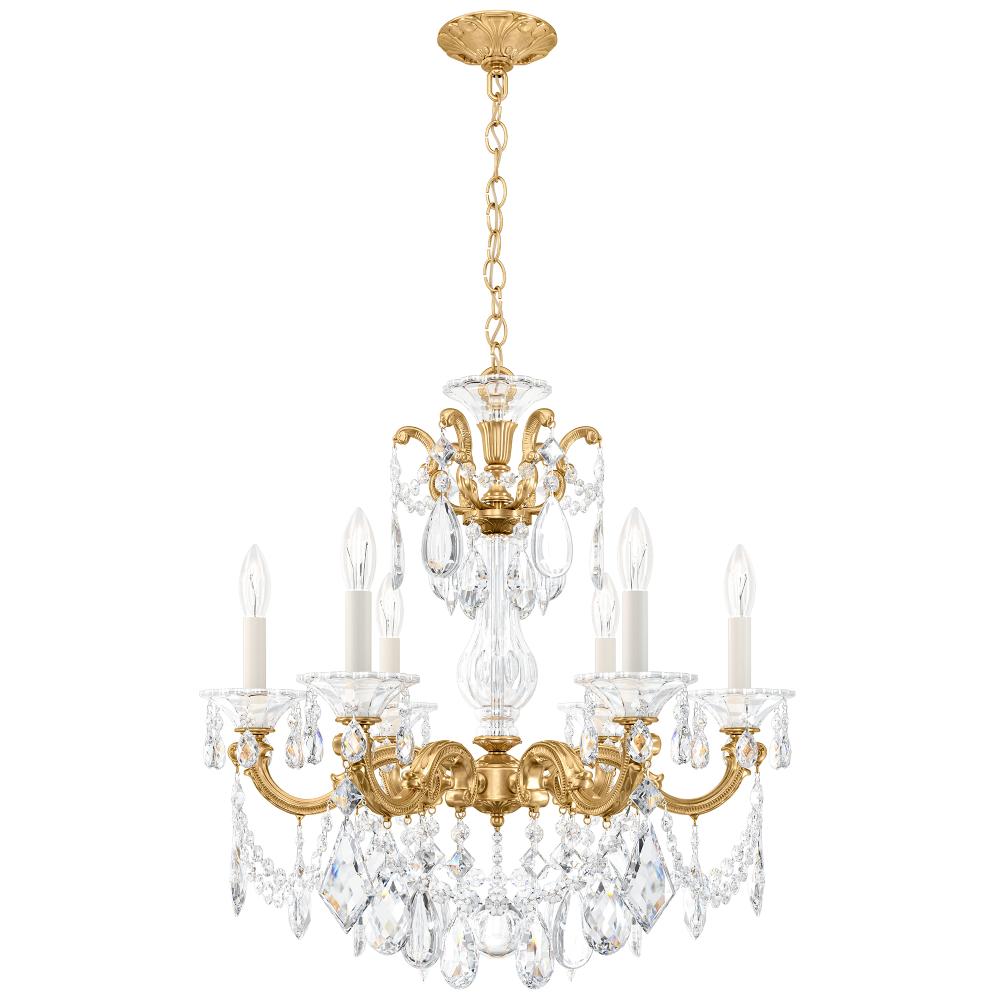 Schonbek 5072-22R La Scala 6 Light 23in x 25in Chandelier in Heirloom Gold with Clear Radiance Crystals
