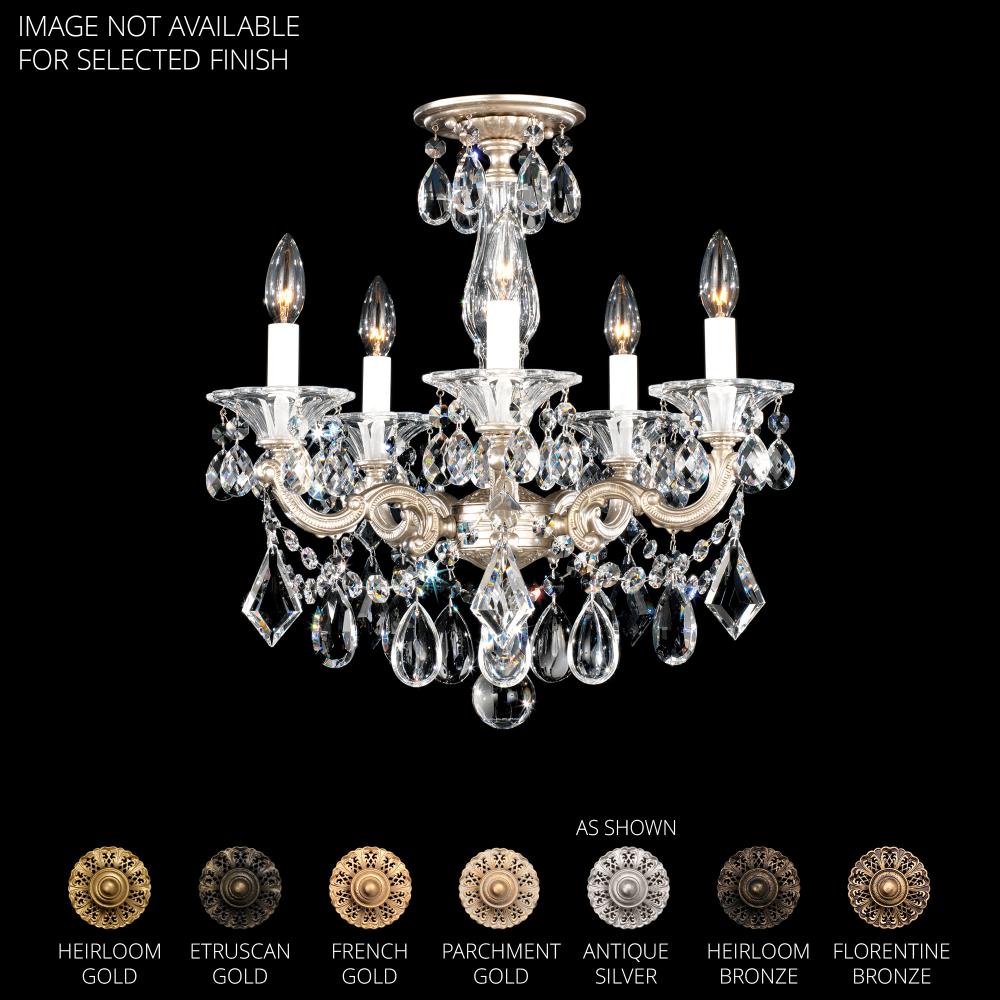 Schonbek 5345-22R La Scala 5 Light 18in x 19.5in Semi-Flush Mount in Heirloom Gold with Clear Radiance Crystals