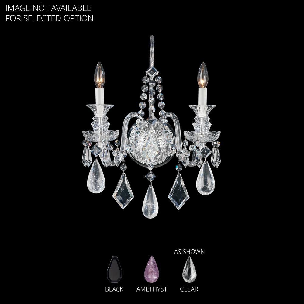 Schonbek 5502AM Hamilton Rock Crystal 2 Light Wall Sconce in Silver with Amethyst and Rose Quartz Rock Crystals
