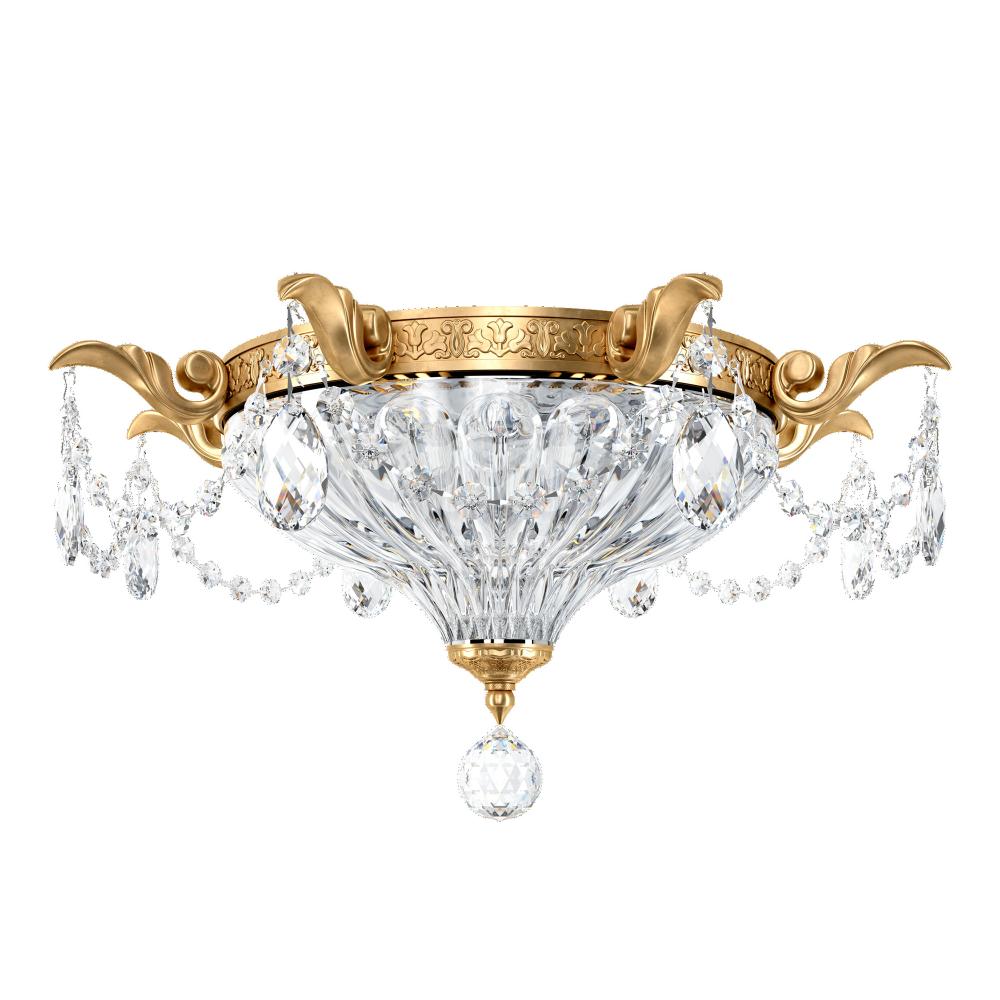 Schonbek 5633-22H Milano 2 Light 16.5in x 8in Flush Mount in Heirloom Gold with Clear Heritage Handcut Crystals