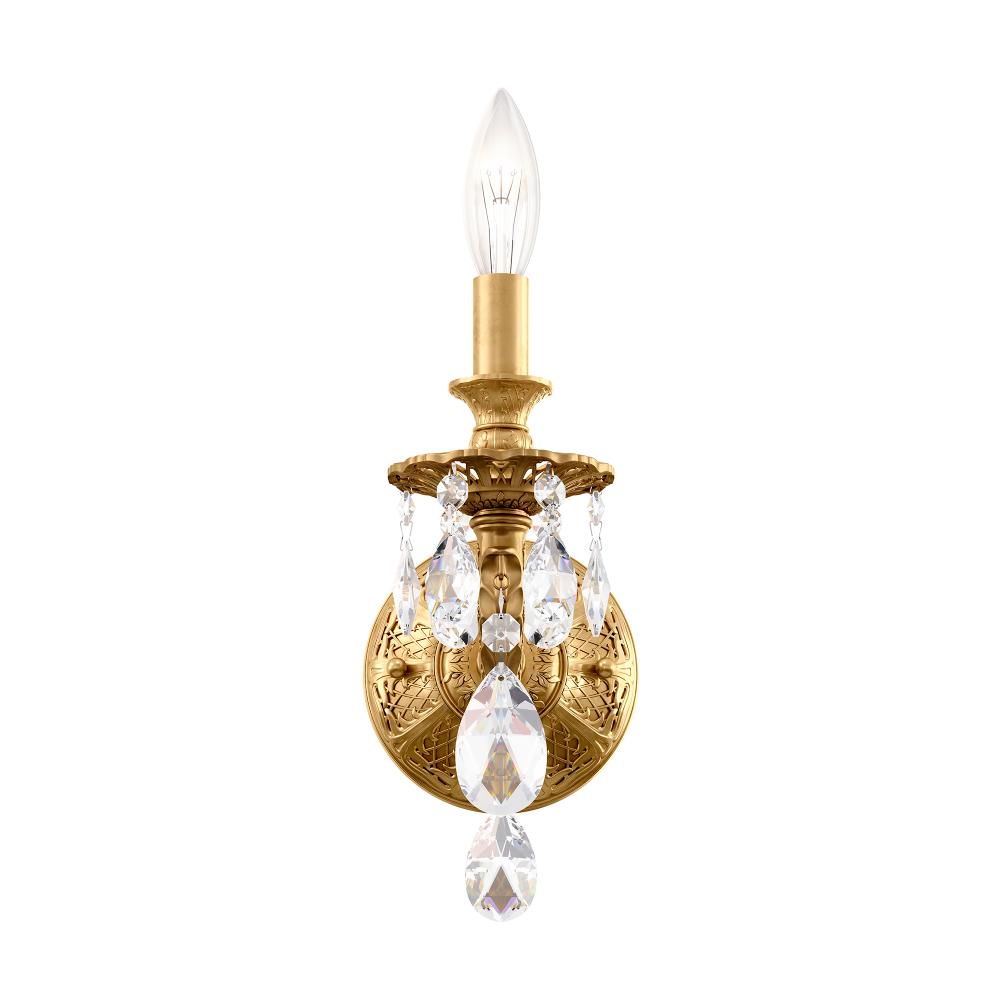 Schonbek 5641-22R Milano 1 Light 5in x 13.5in Wall Sconce in Heirloom Gold with Clear Radiance Crystals