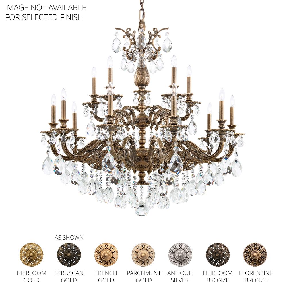 Schonbek 5685-22R Milano 15 Light 38.5in x 38in Two-Tier Chandelier in Heirloom Gold with Clear Radiance Crystals