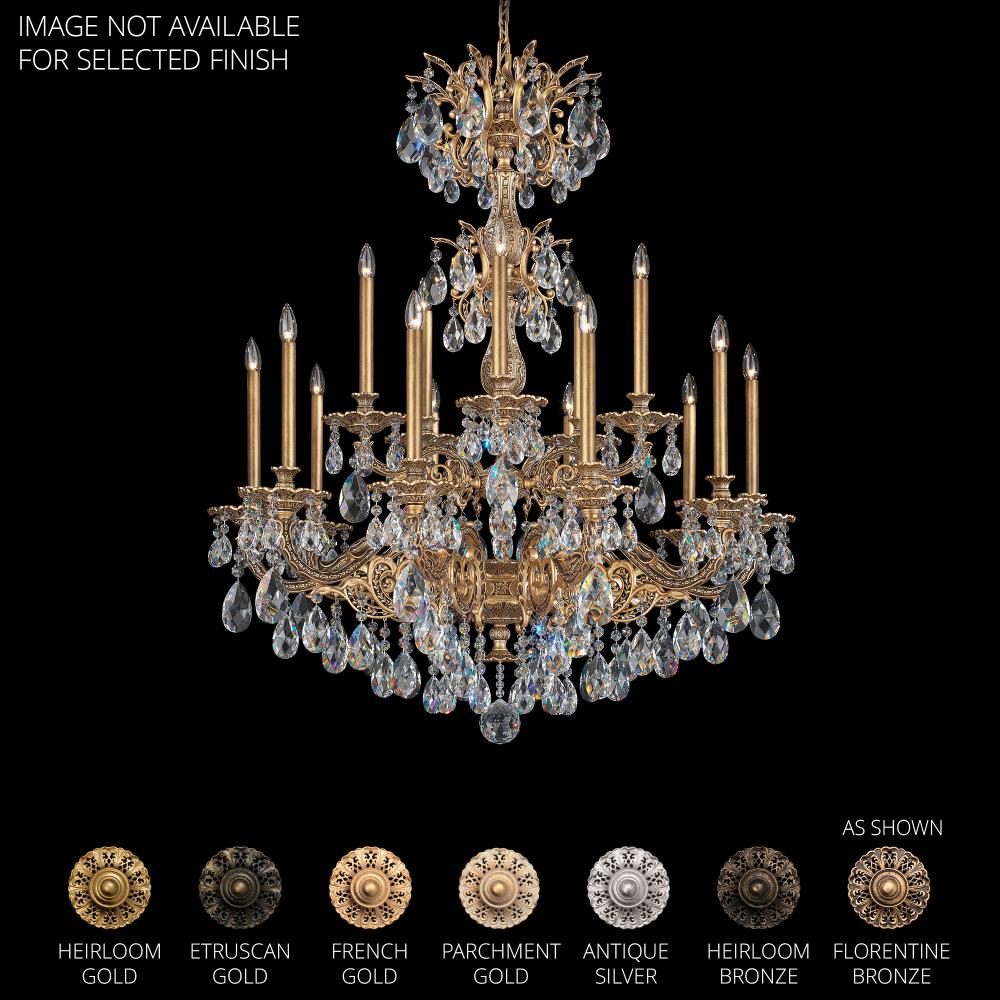 Schonbek 5686-22H Milano 15 Light 39in x 48.5in Two-Tier Chandelier in Heirloom Gold with Clear Heritage Handcut Crystals