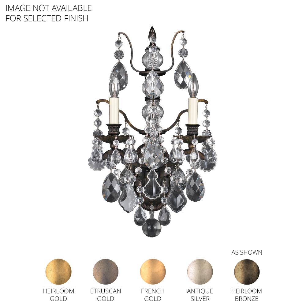 Schonbek 5766-22H Bordeaux 2 Light 11.5in x 21.5in Wall Sconce in Heirloom Gold with Clear Heritage Handcut Crystals