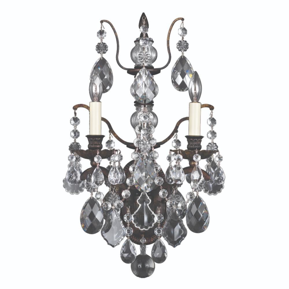 Schonbek 5766-76H Bordeaux 2 Light 11.5in x 21.5in Wall Sconce in Heirloom Bronze with Clear Heritage Handcut Crystals