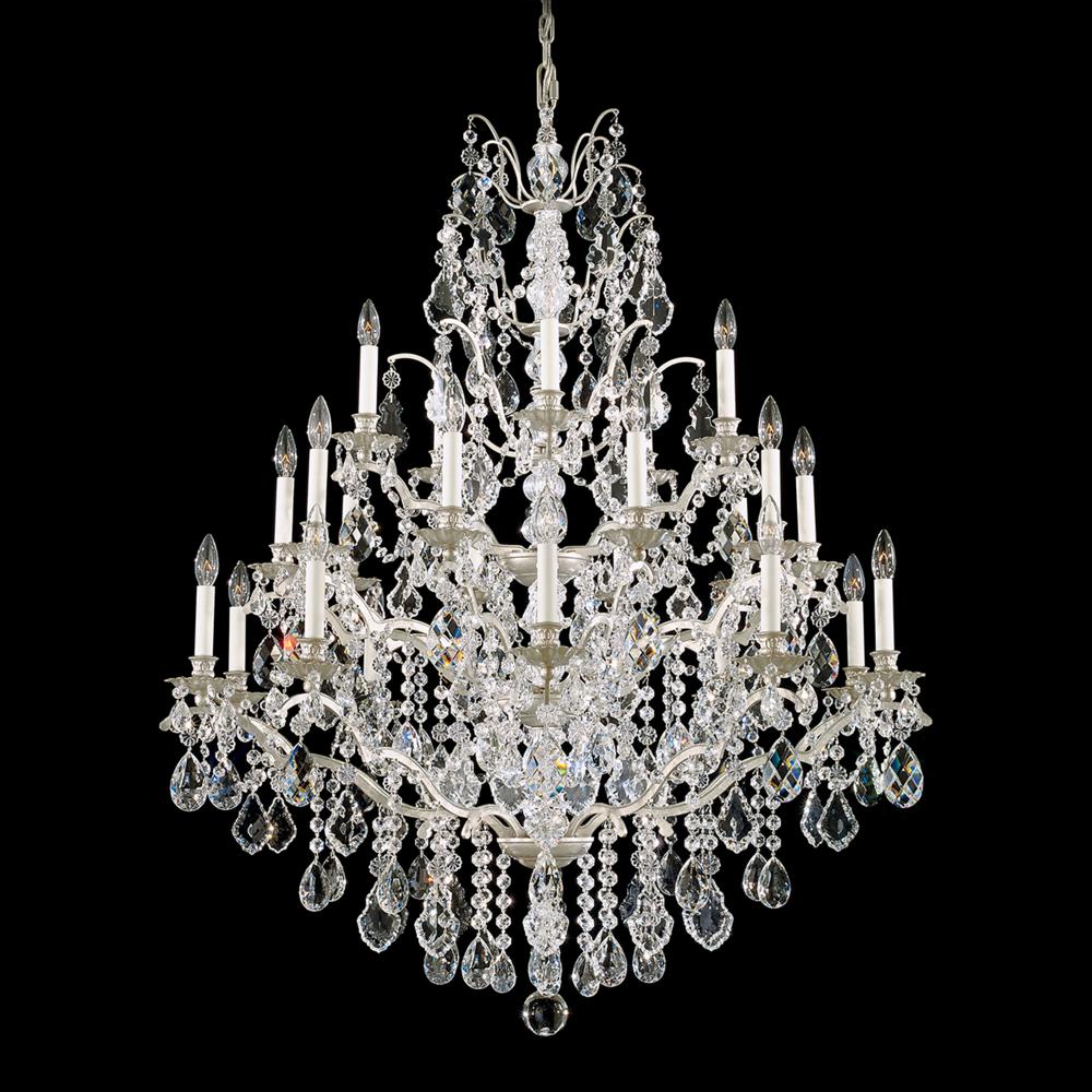 Schonbek 5775-48H Bordeaux 25 Light 40in x 48in Three-Tier Chandelier in Antique Silver with Clear Heritage Handcut Crystals