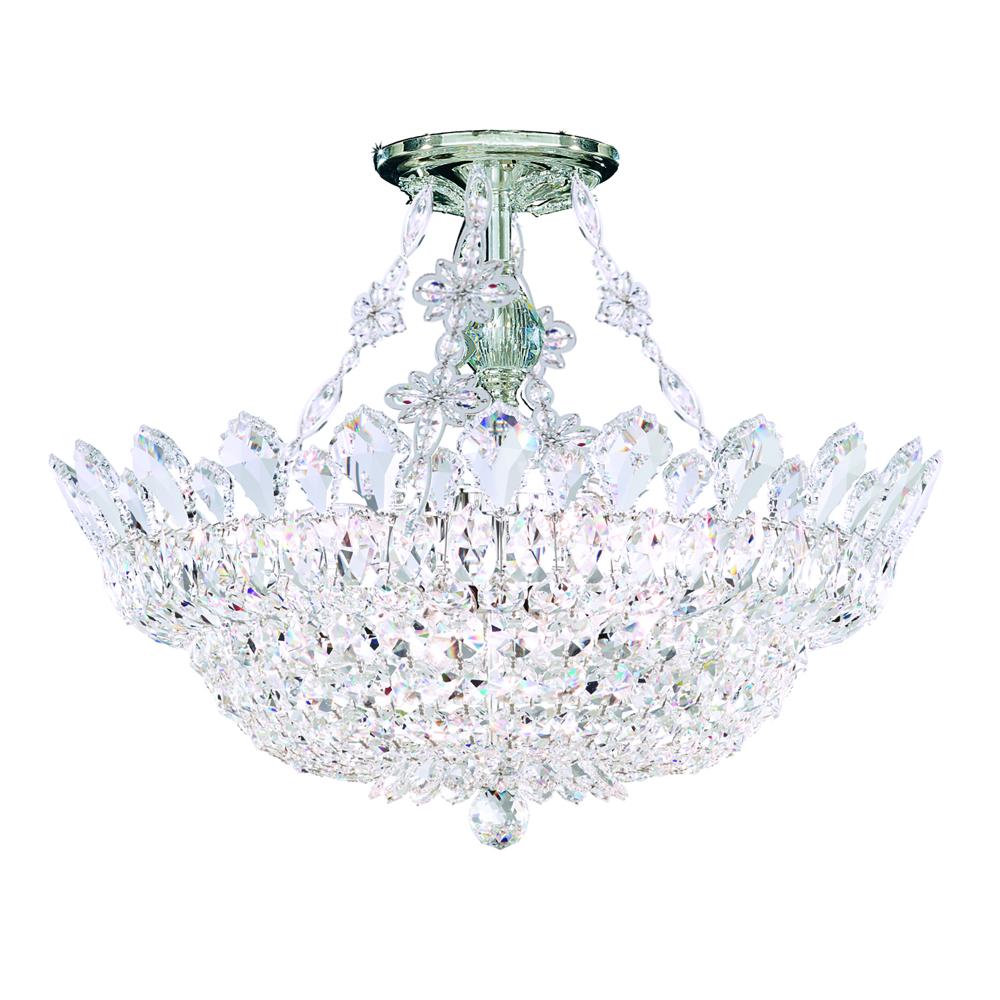 Schonbek 5796H Trilliane 8 Light 19in x 15in Semi-Flush Mount in Silver with Clear Heritage Handcut Crystals