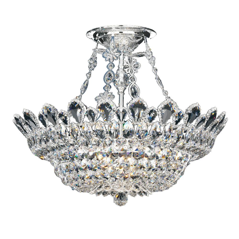 Schonbek 5797H Trilliane 10 Light 24in x 19in Semi-Flush Mount in Silver with Clear Heritage Handcut Crystals