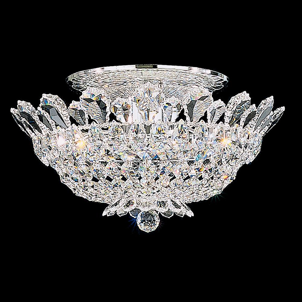 Schonbek 5867H Trilliane 8 Light 19in x 9in Flush Mount in Silver with Clear Heritage Handcut Crystals