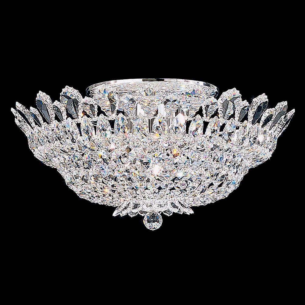 Schonbek 5868H Trilliane 10 Light 24in x 10.5in Flush Mount in Silver with Clear Heritage Handcut Crystals
