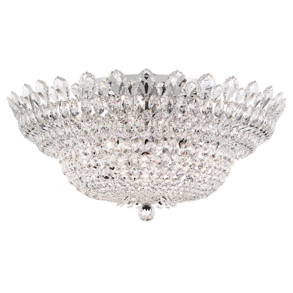 Schonbek 5877H Trilliane 23 Light 33in x 13.5in Flush Mount in Silver with Clear Heritage Handcut Crystals