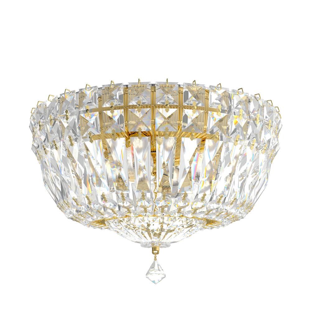 Schonbek 5891-211O Petit Crystal Deluxe 4 Light 10in x 7in Flush Mount in Polished Gold with Clear Optic Crystals