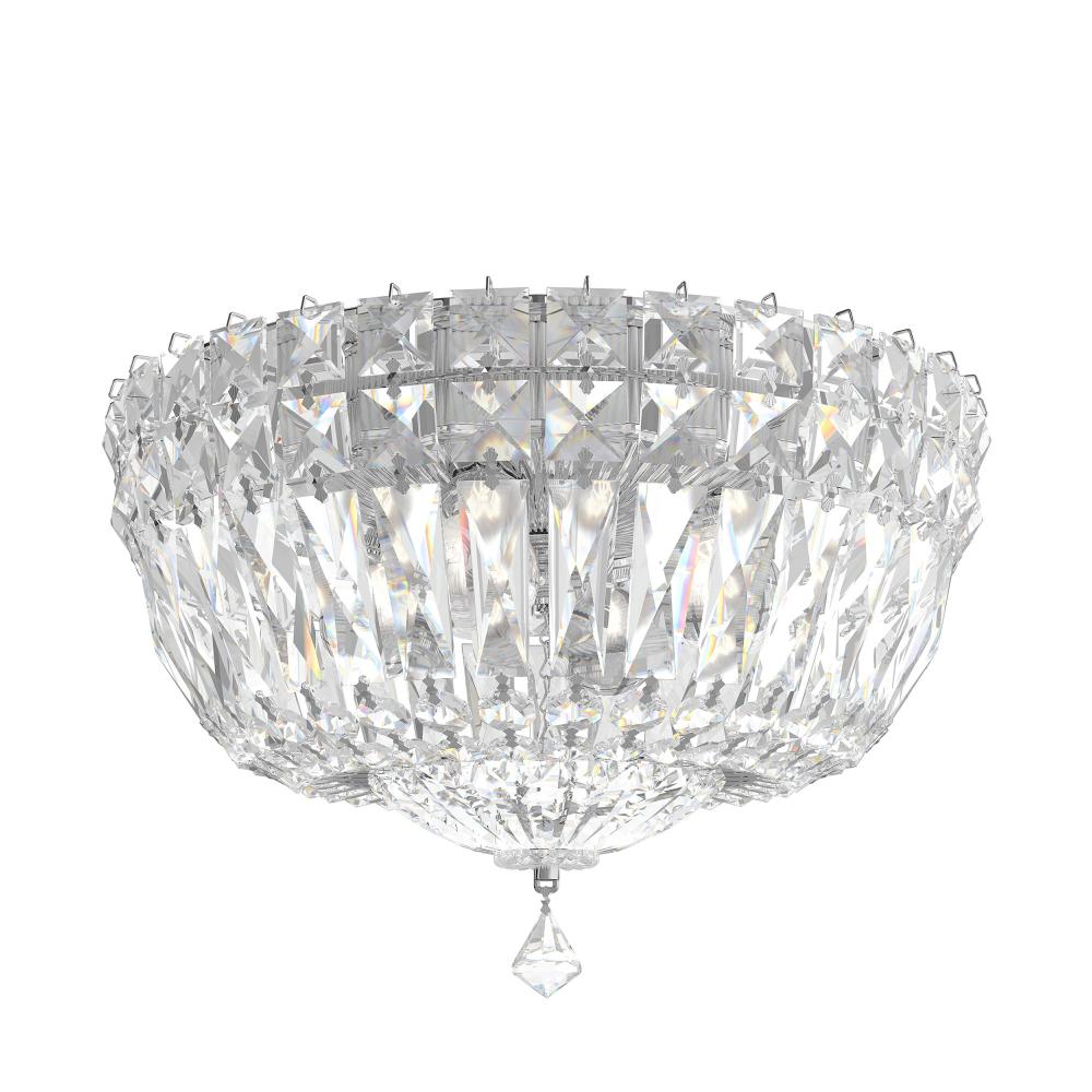 Schonbek 5891-40R Petit Crystal Deluxe 4 Light 10in x 7in Flush Mount in Silver with Clear Radiance Crystals