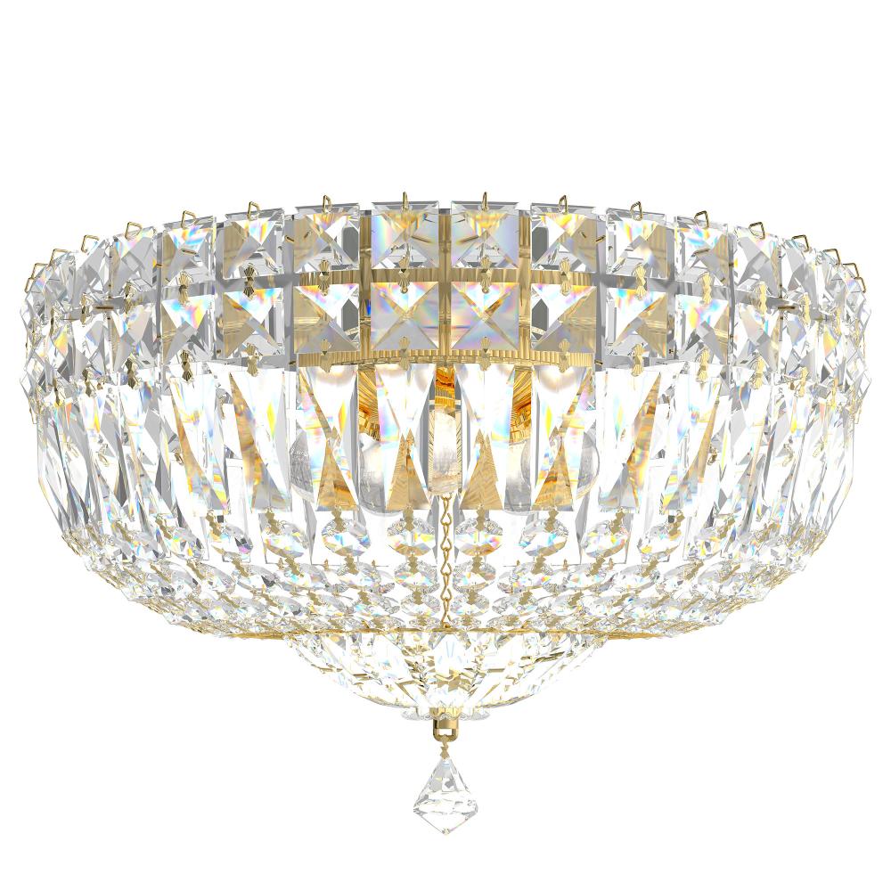 Schonbek 5892-211O Petit Crystal Deluxe 5 Light 12in x 8in Flush Mount in Polished Gold with Clear Optic Crystals